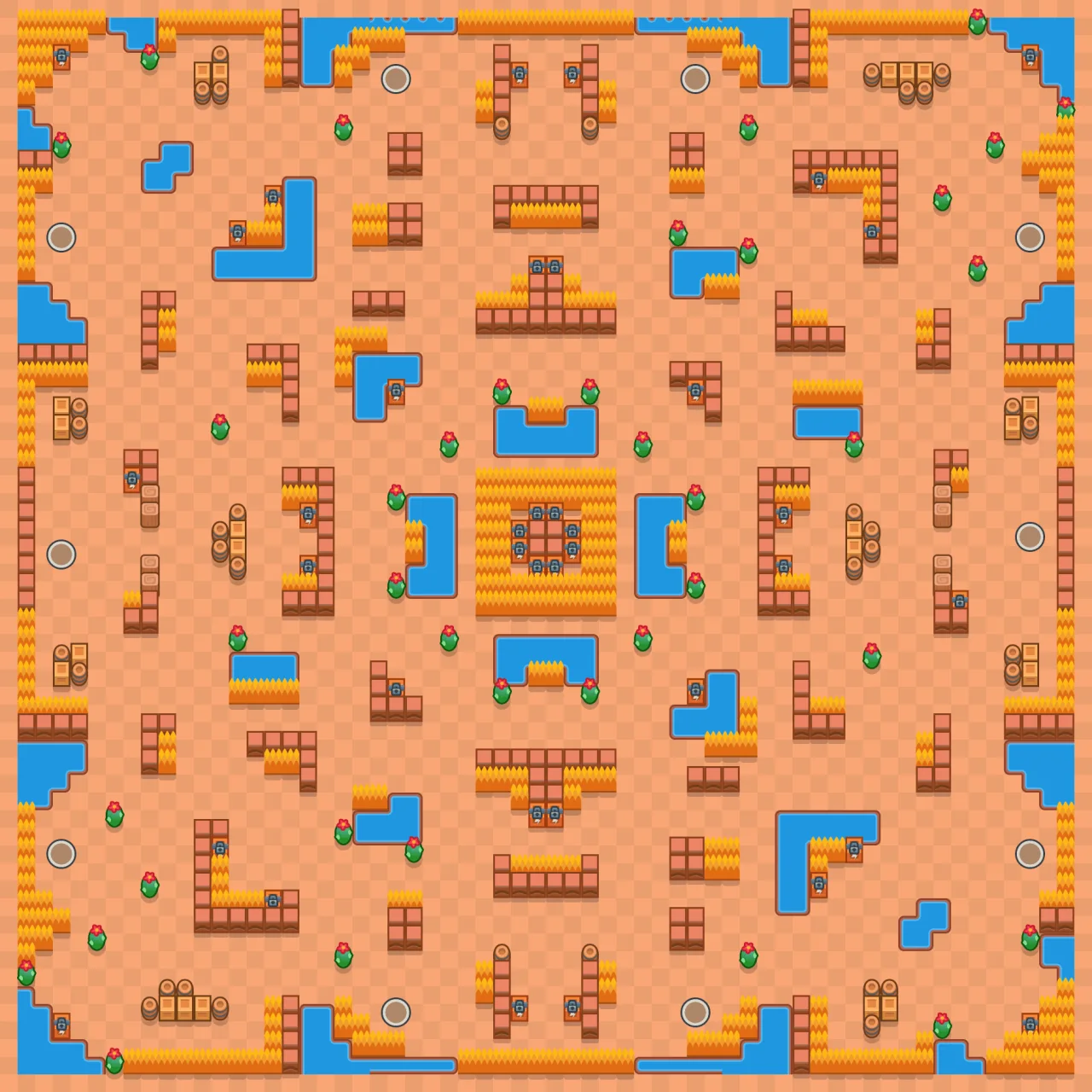 Scorched Stone Brawl Stars map layout