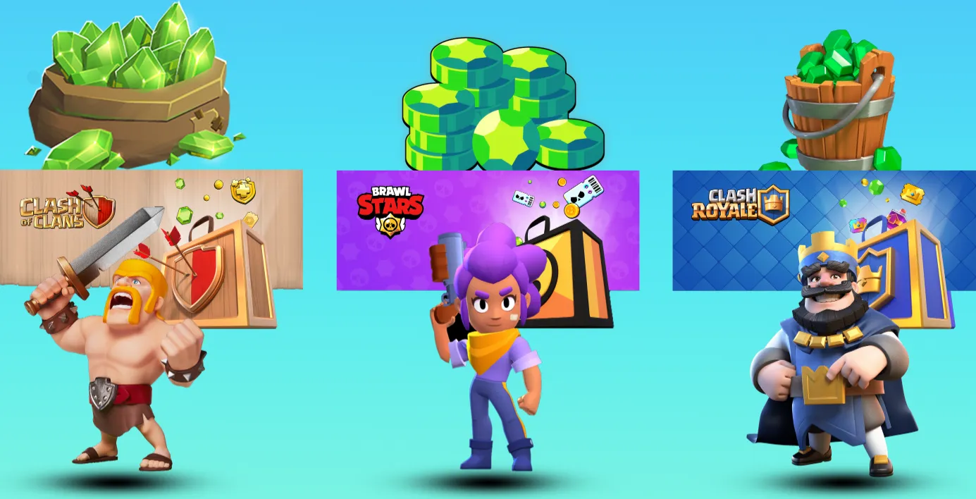 In-game rewards for Brawl Stars, Clash of Clans, and Clash Royale