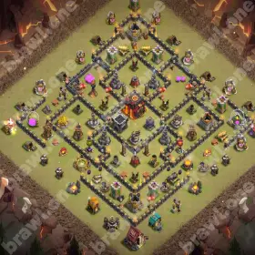 TH10 War Base 4 COC TH10 war base layout Clash of Clans anti 3 star